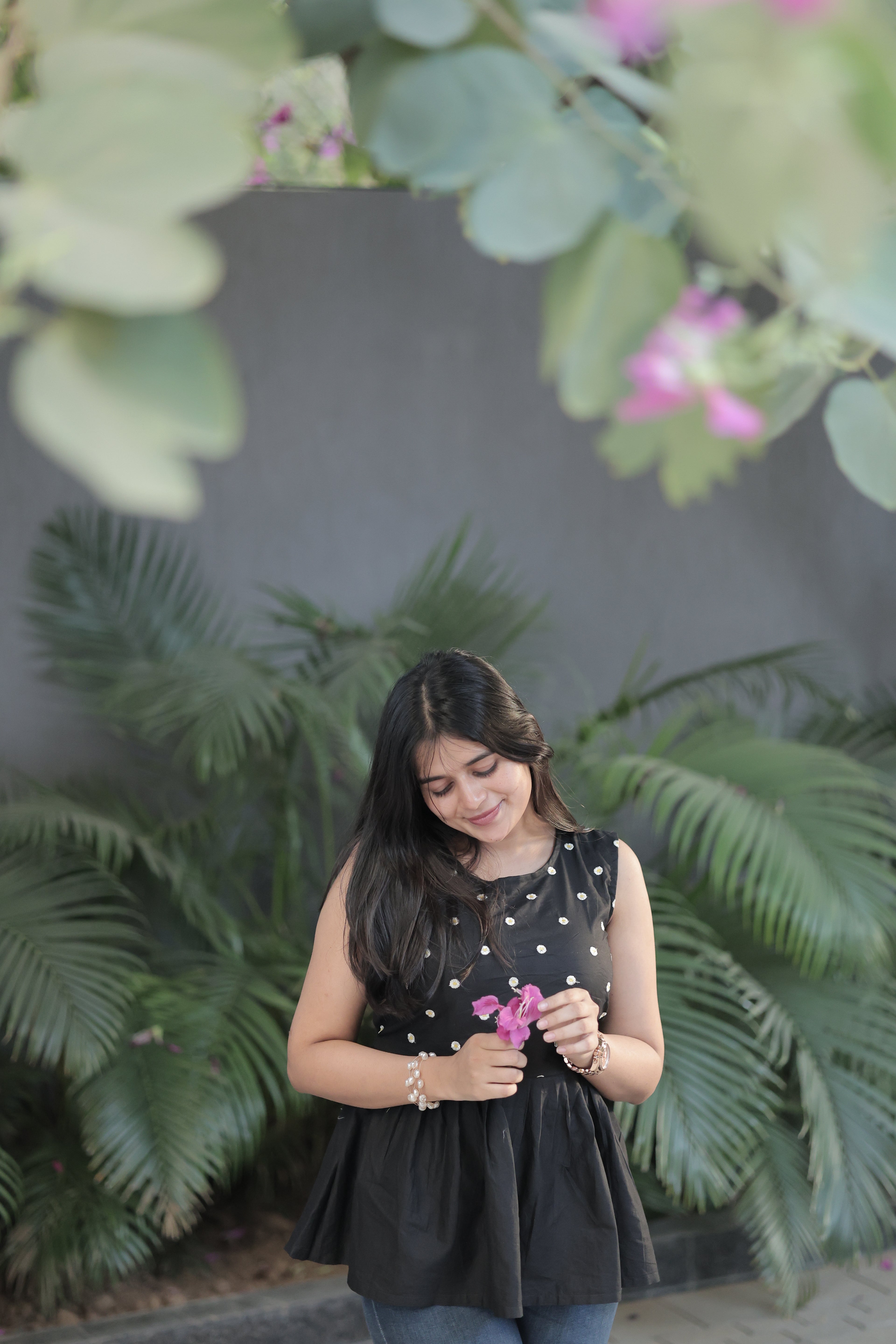 Embroidered Black Tunic Top
