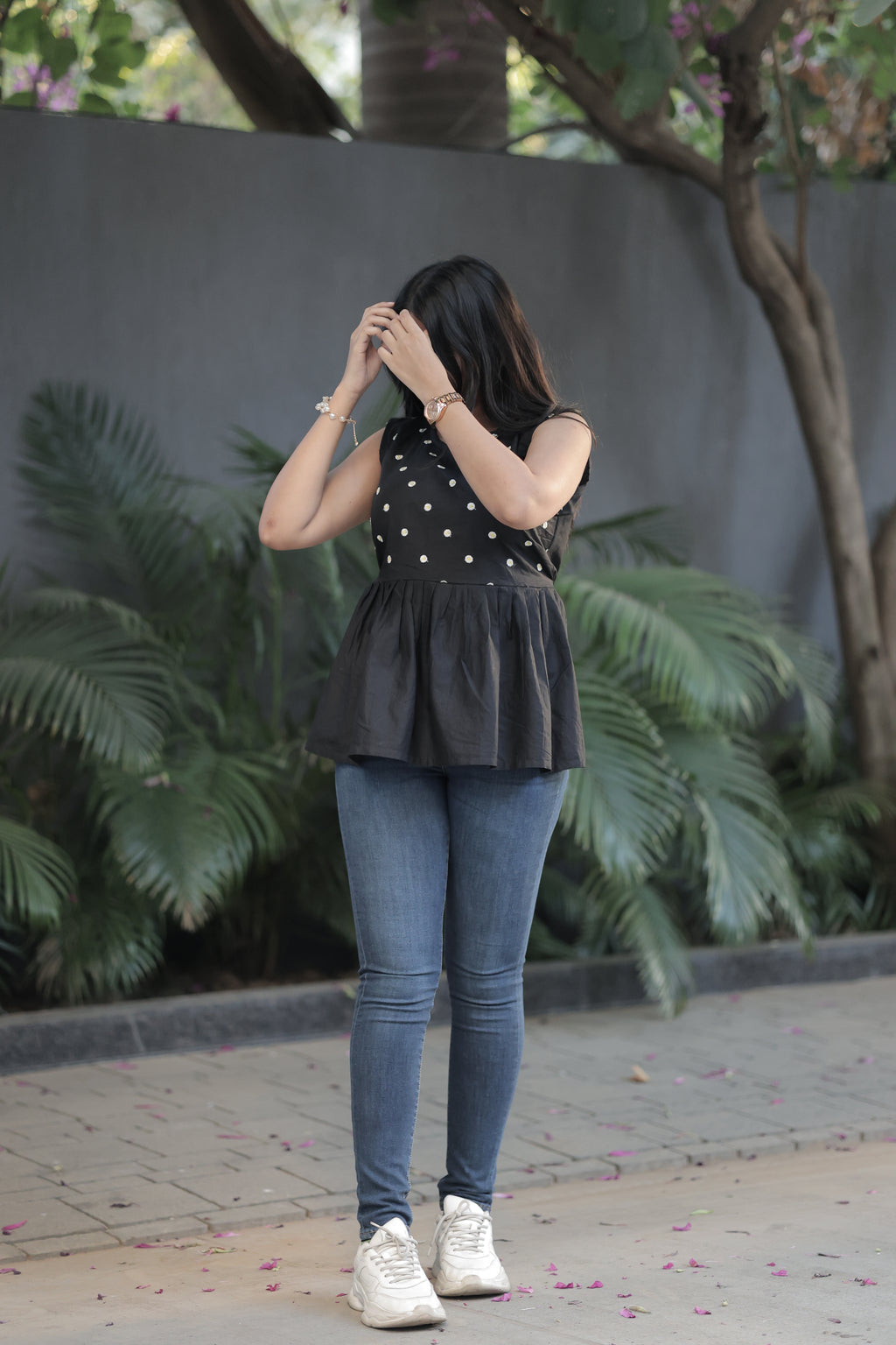 Embroidered Black Tunic Top