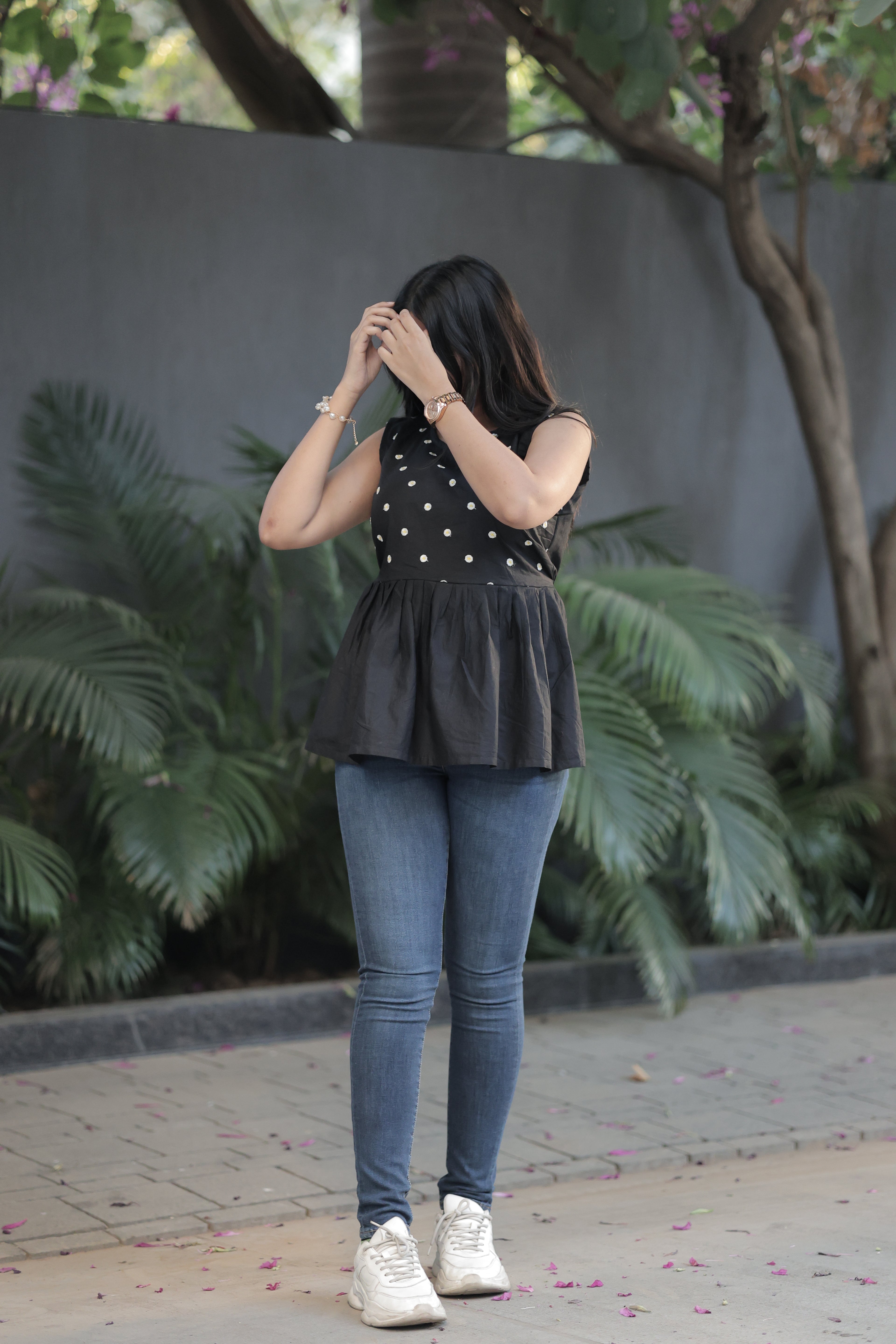 Embroidered Black Tunic Top