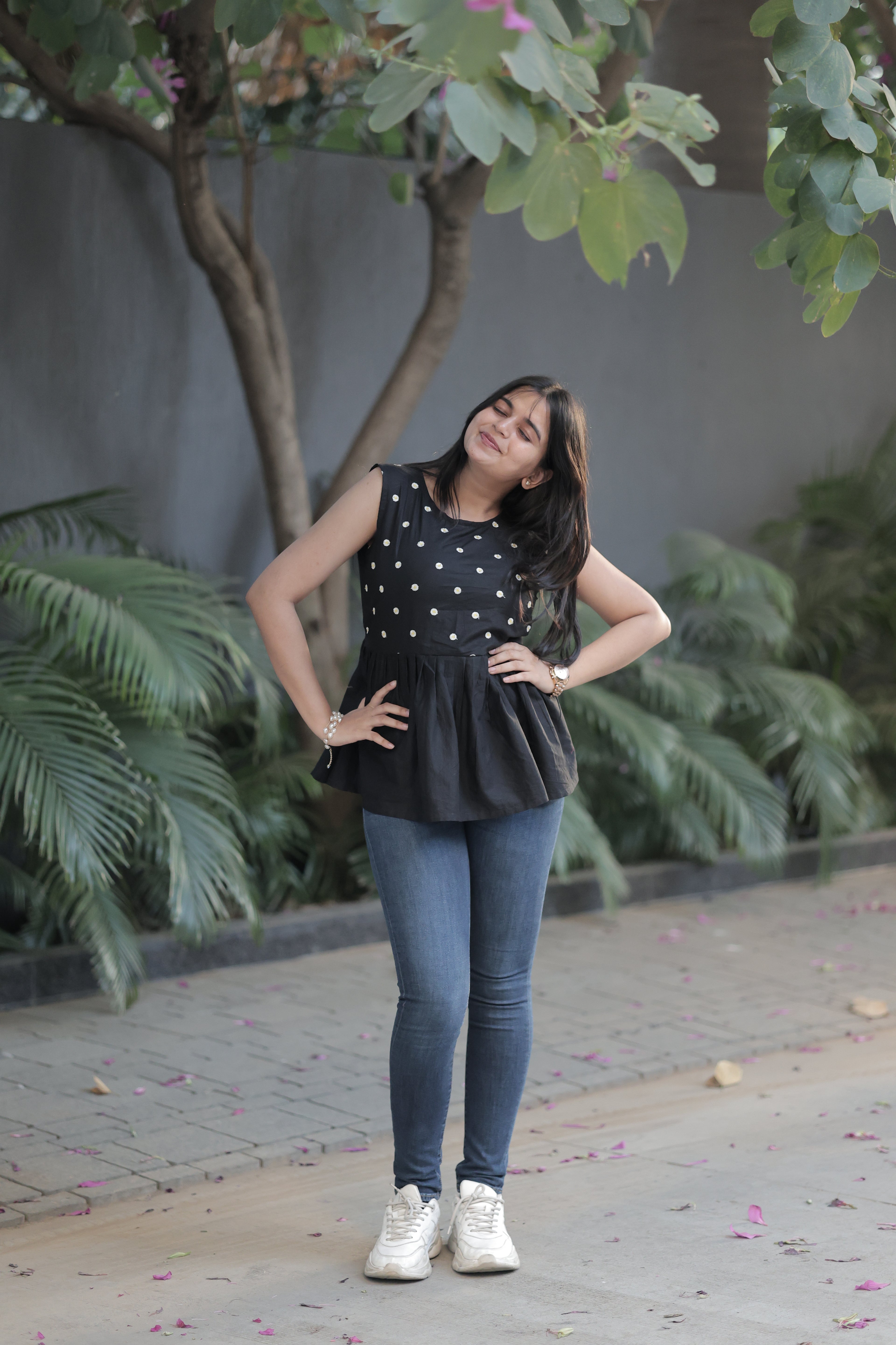 Embroidered Black Tunic Top