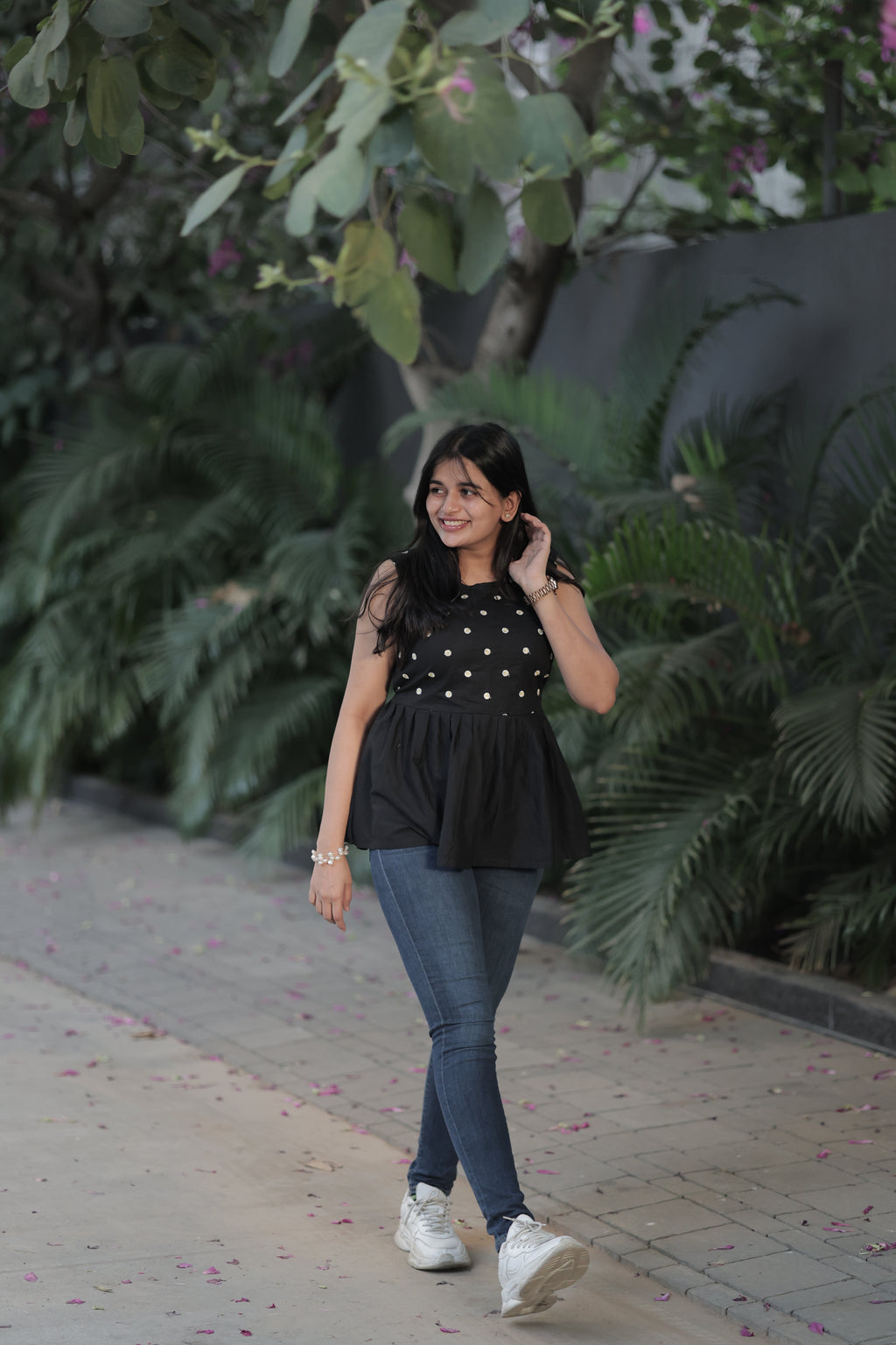 Embroidered Black Tunic Top