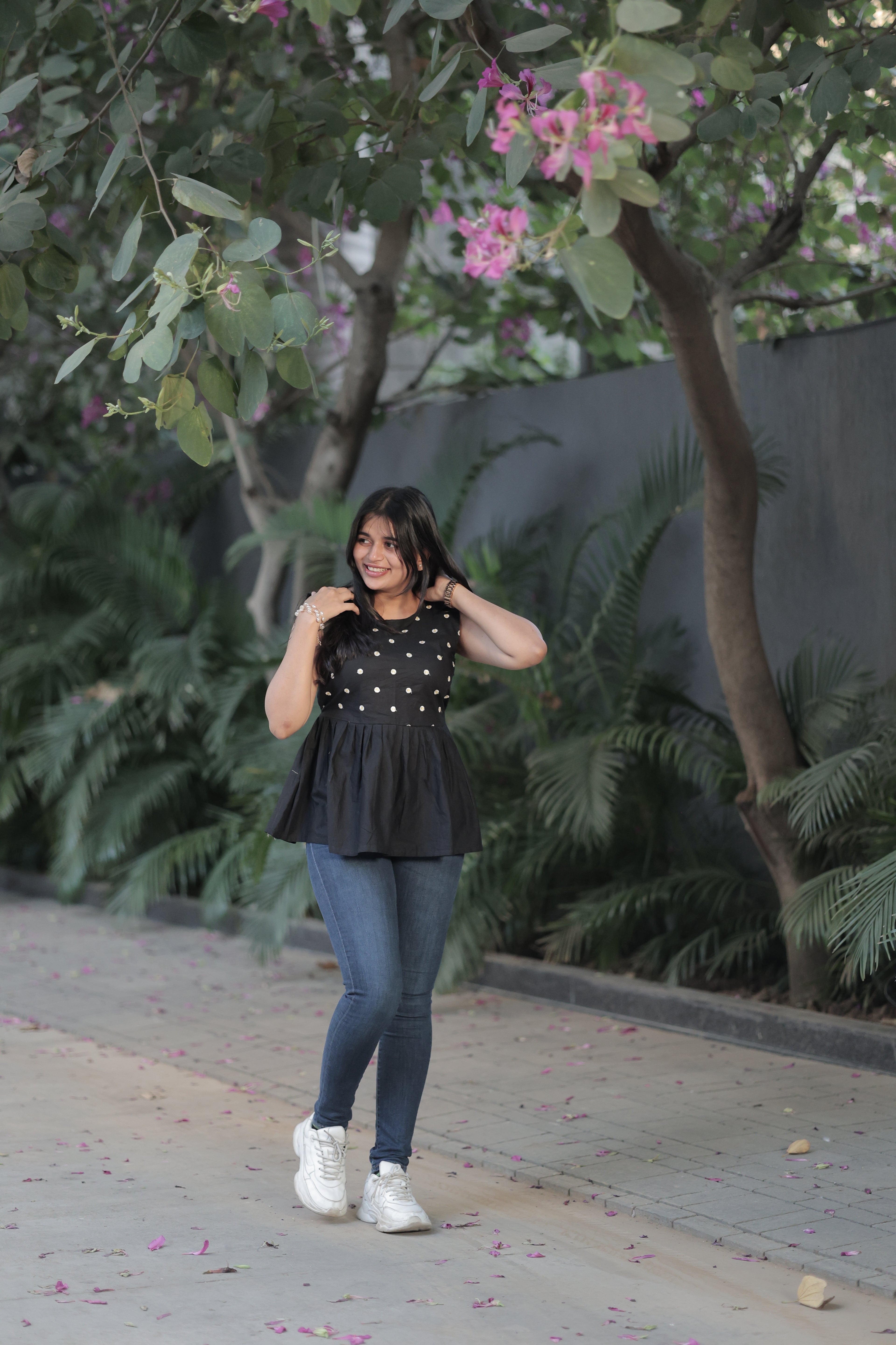 Embroidered Black Tunic Top