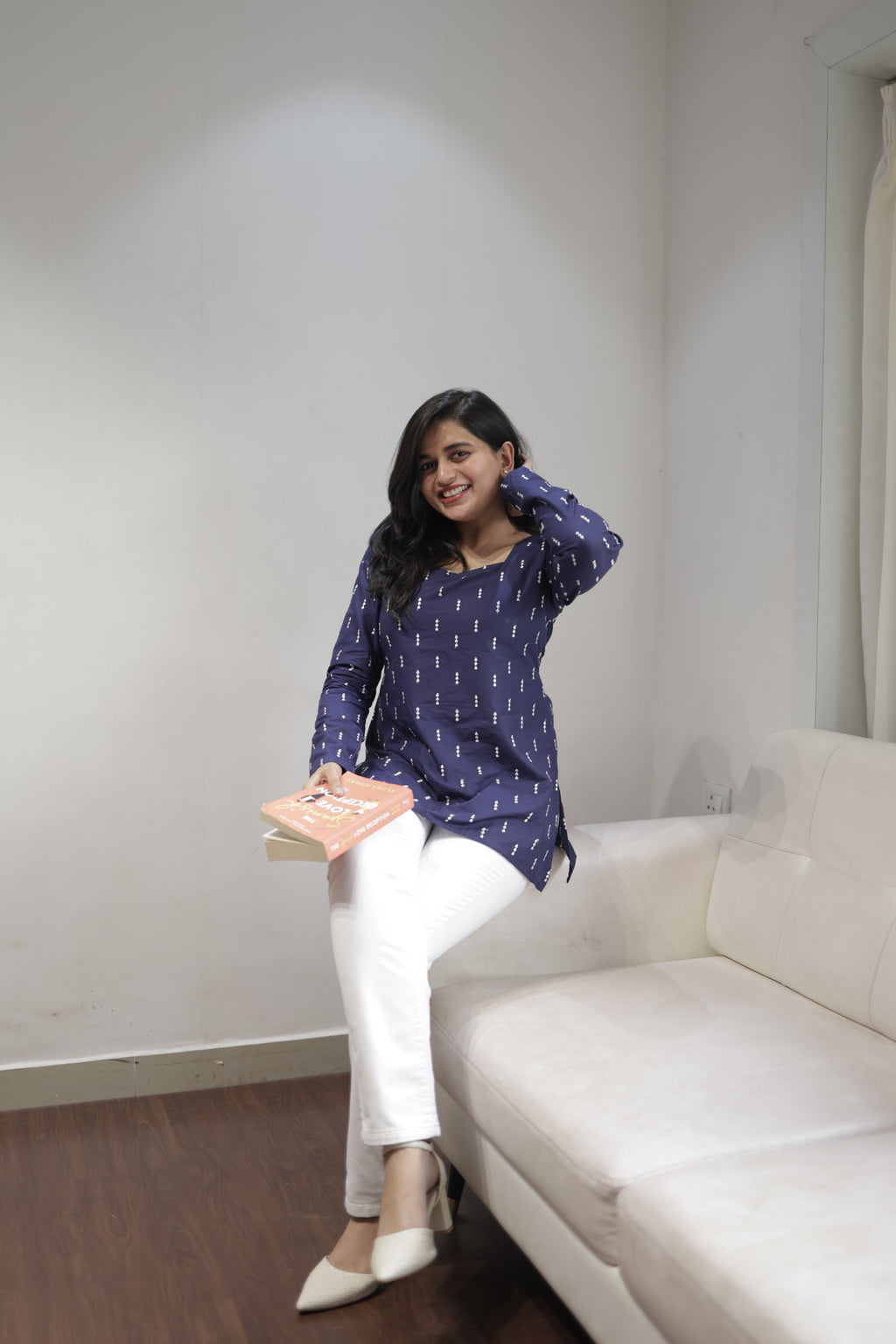 Embroidered Blue Tunic Top