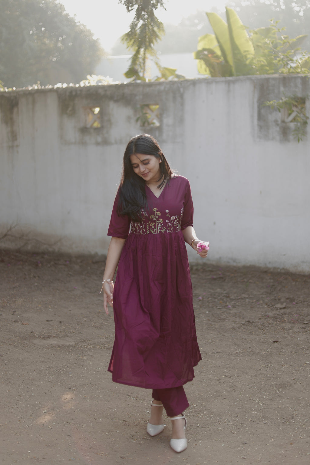 WINE KURTA SET