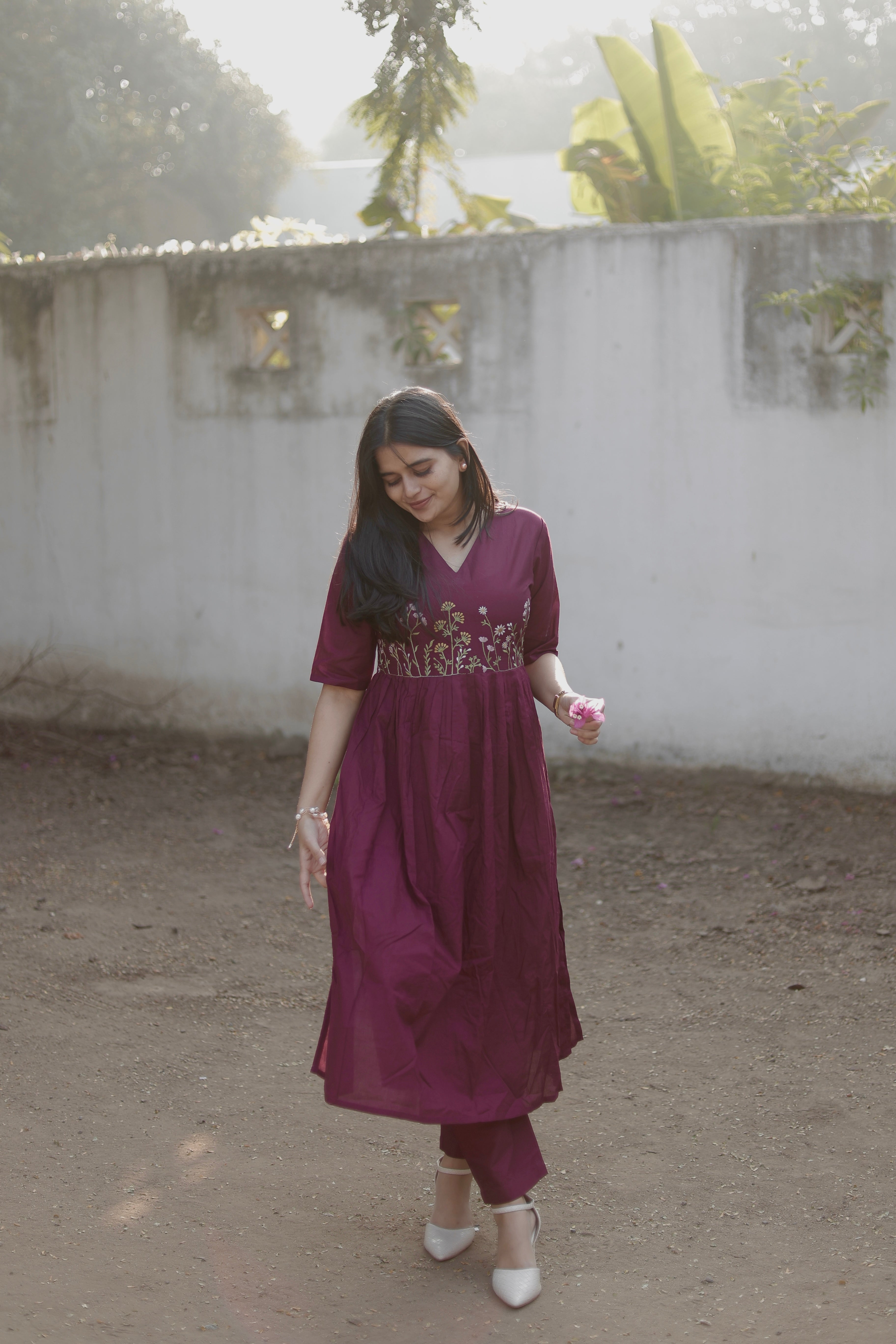 WINE KURTA SET